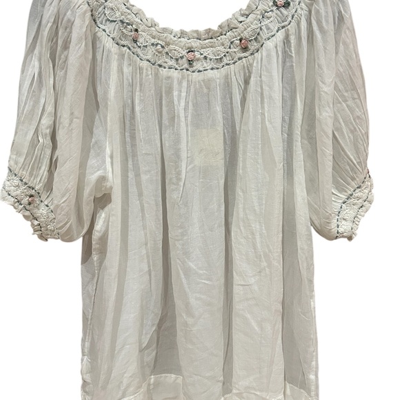 FREE PEOPLE Atlas Rose Tunic in Optic White Sheer Embroidered S - Picture 6 of 8